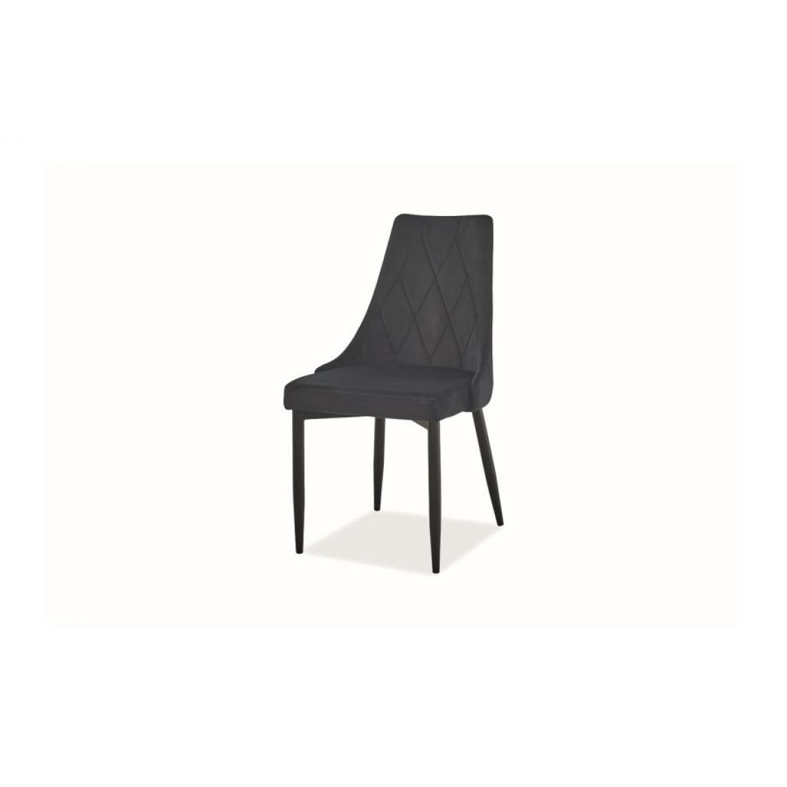 Hucoco - TRIY | Chaise élégante pour le salon et la salle à manger | 88x46x46 cm | Rembourrée en tissu velours | Pieds en métal - Noir - Chaises