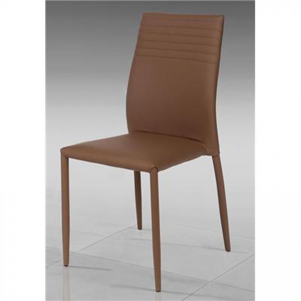Kasalinea - Chaise design en PU de salle à manger CASSIE (Lot de 6), 4 coloris-L 42,5 x P 51 x H 90 cm- Marron - Chaises