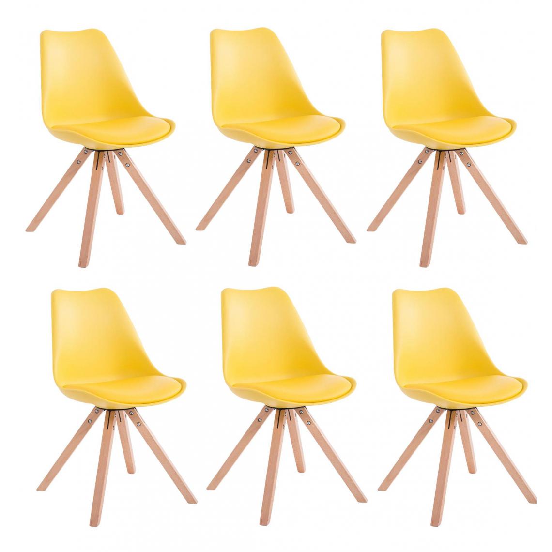 Decoshop26 - Lot de 6 chaises de salle à manger scandinave simili-cuir jaune pieds bois CDS10222 - Chaises