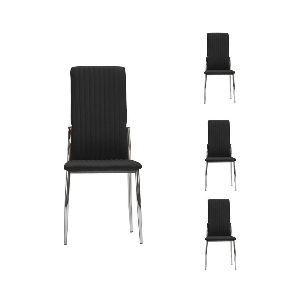 Tousmesmeubles - Quatuor de chaises Simili cuir Noir - MERLAIN - Chaises