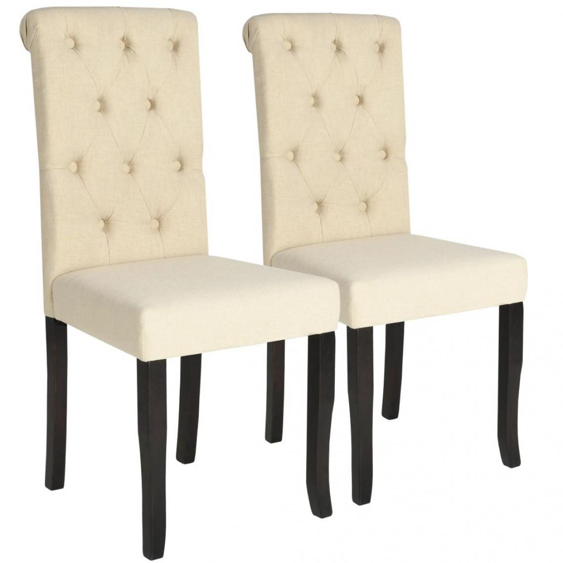 Decoshop26 - Lot de 2 chaises de salle à manger cuisine design intemporel tissu crème CDS020436 - Chaises