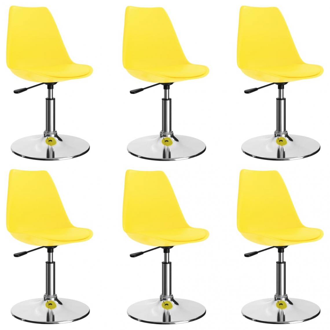 Decoshop26 - Lot de 6 chaises de salle à manger cuisine pivotantes design moderne similicuir jaune CDS022757 - Chaises