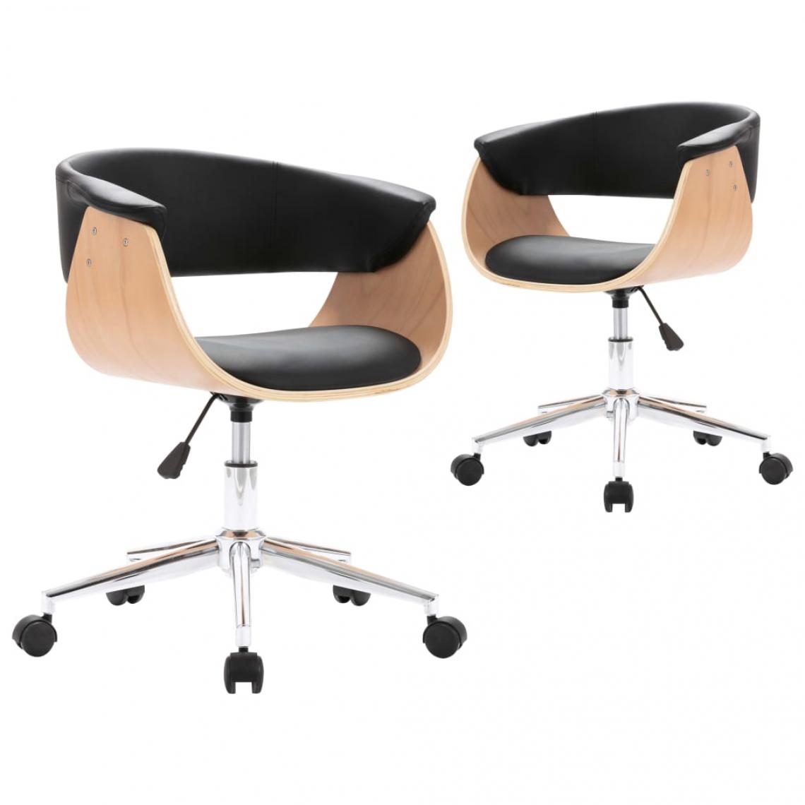 Decoshop26 - Lot de 2 chaises de salle à manger cuisine design contemporain similicuir noir CDS020813 - Chaises