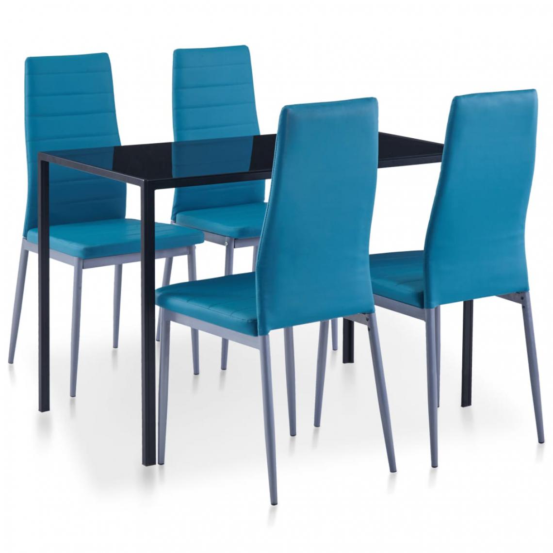 Chunhelife - Ensemble de salle à manger 5 pcs Bleu - Tables à manger