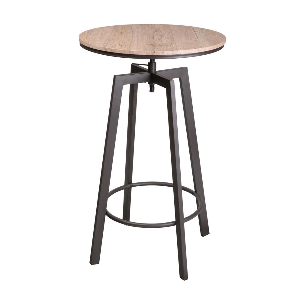 Urban Living - Table haute ronde design industriel Factory - Diam. 60 x H. 93 cm - Marron - Tables à manger
