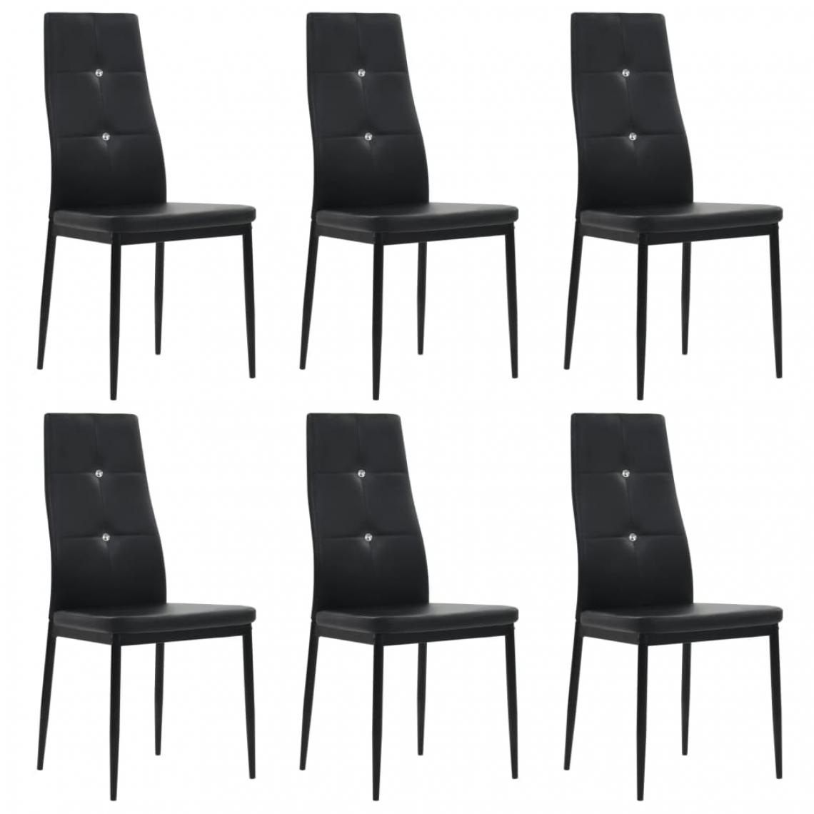 Decoshop26 - Lot de 6 chaises de salle à manger cuisine design moderne similicuir noir CDS022693 - Chaises