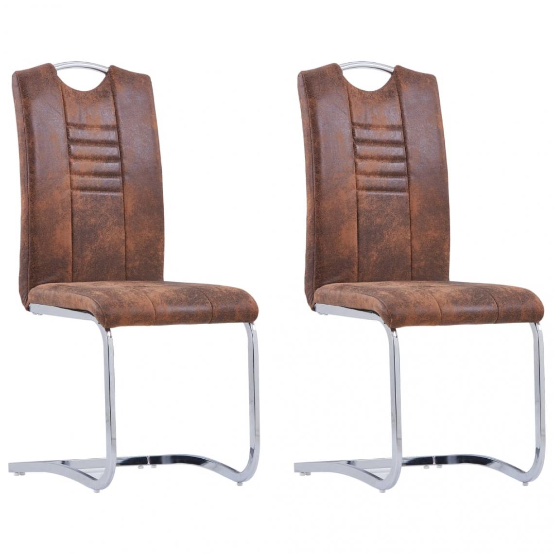 Decoshop26 - Lot de 2 chaises de salle à manger cuisine design moderne similicuir daim marron CDS020737 - Chaises