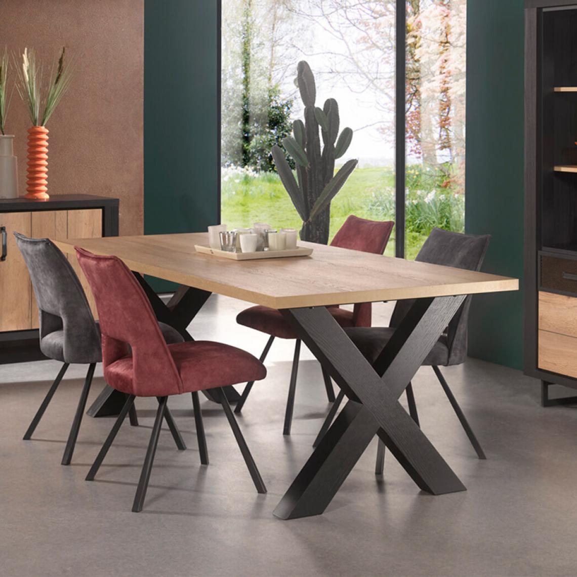 Nouvomeuble - Table fixe 160 couleur chêne industrielle SPLEEN - Tables à manger