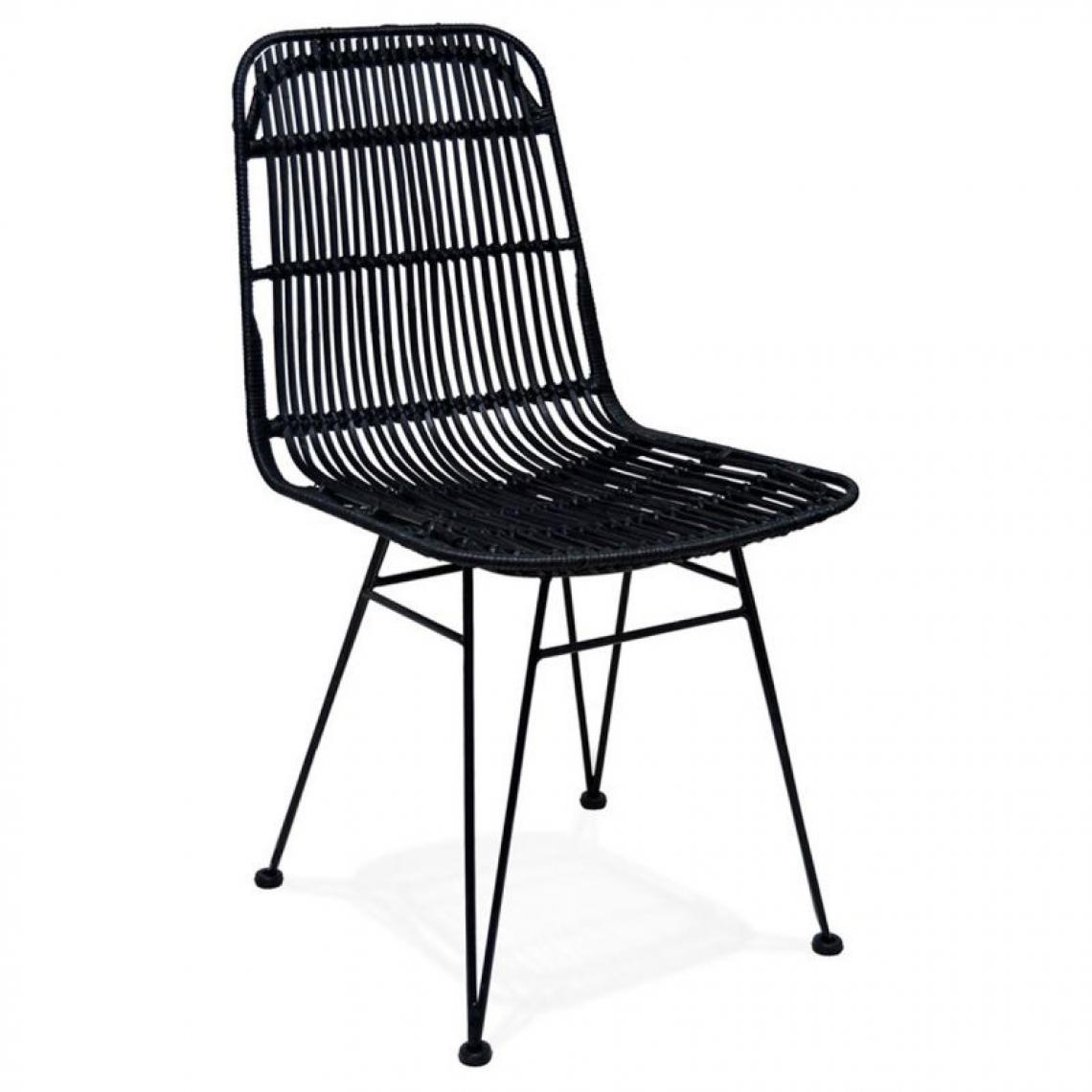 Paris Prix - Chaise Design en Rotin Caracas 88cm Noir - Chaises