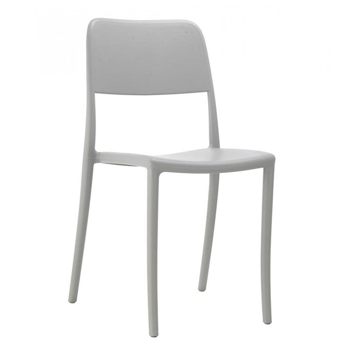 Pegane - Lot de 4 chaises en polypropylène coloris gris clair - Longueur 52,5 x Largeur 45 x hauteur 83 x hauteur assise. 46 cm - Chaises