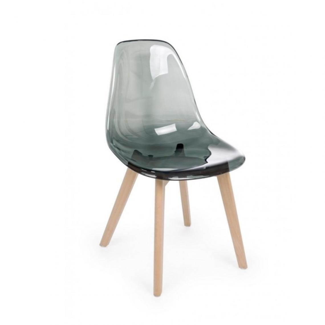 Webmarketpoint - Chaise design en polycarbonate fumé Easy avec pieds en bois - Chaises