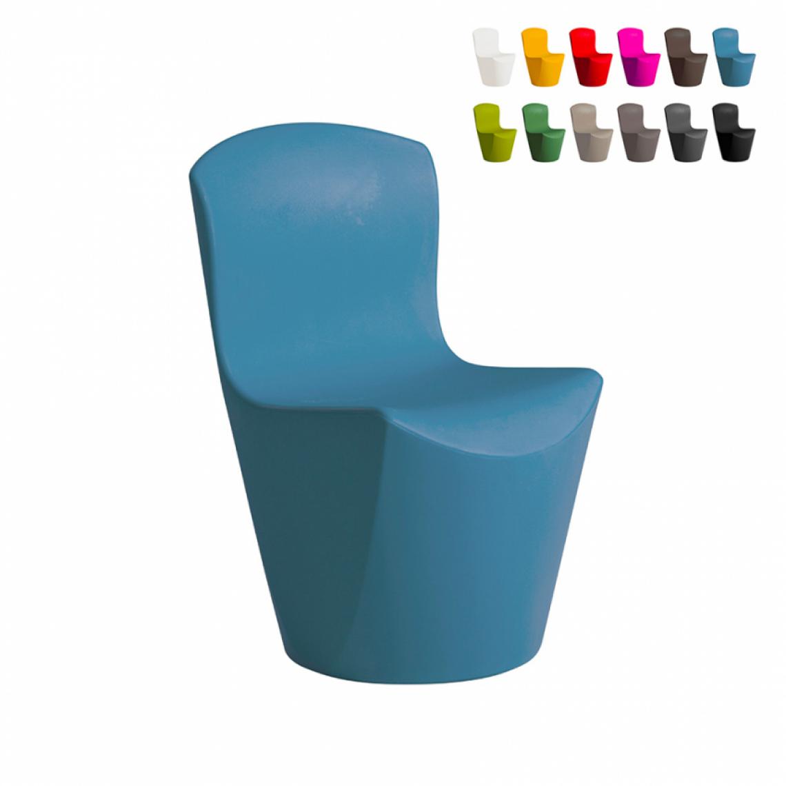 Slide - Chaise design moderne Slide Zoe pour bar restaurant cuisine et jardin, Couleur: Bleu - Chaises