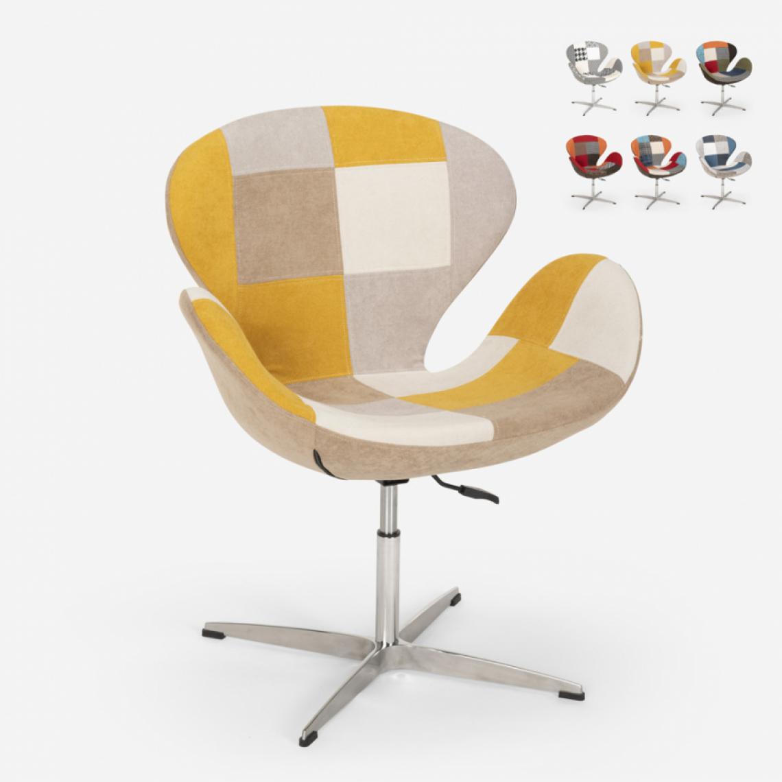 Ahd Amazing Home Design - Chaise et fauteuil pivotant de salon style patchwork design moderne Stork, Couleur: Patchwork 3 - Chaises