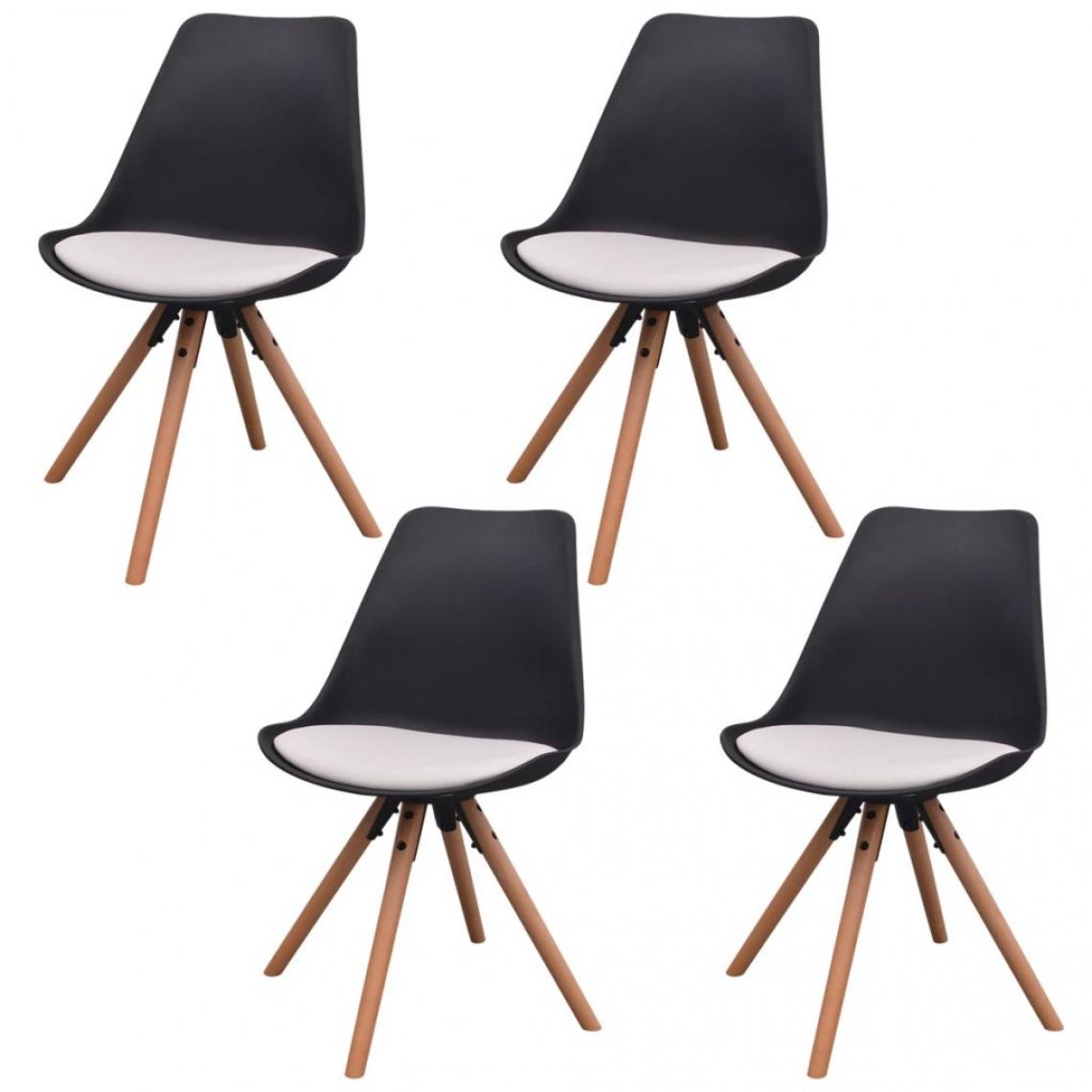 Decoshop26 - Lot de 4 chaises de salle à manger cuisine design rétro similicuir noir et blanc CDS021786 - Chaises