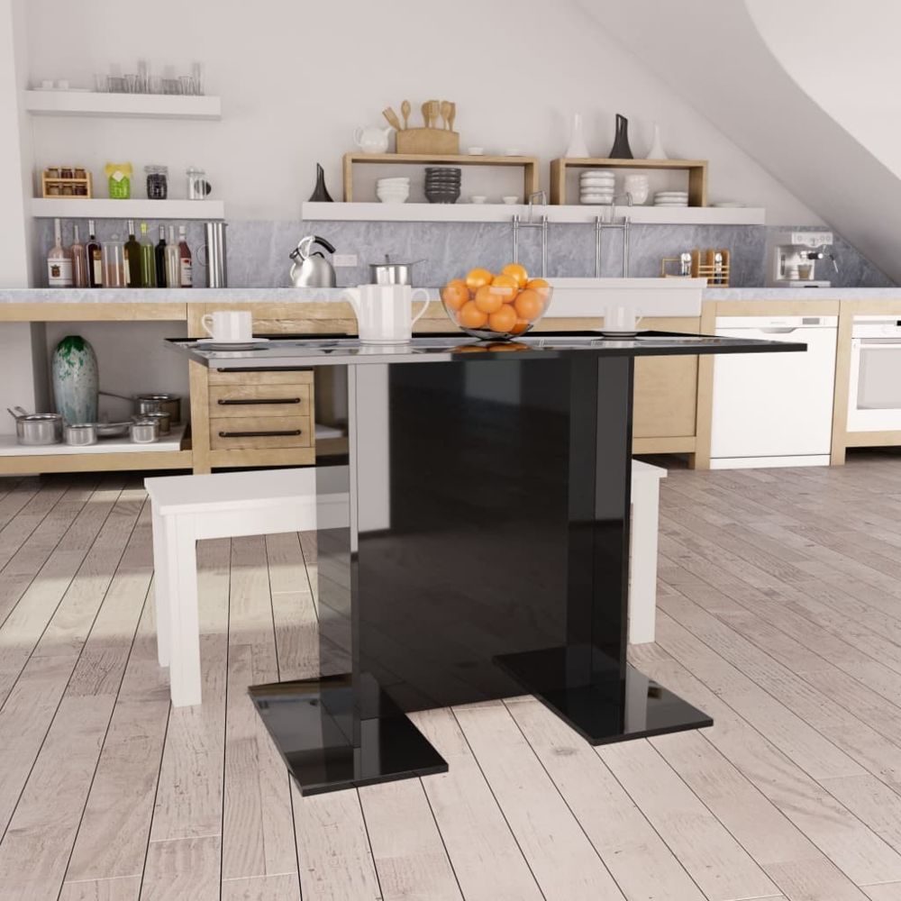 Vidaxl - vidaXL Table de salle à manger Noir brillant 110x60x75 cm Aggloméré - Tables à manger