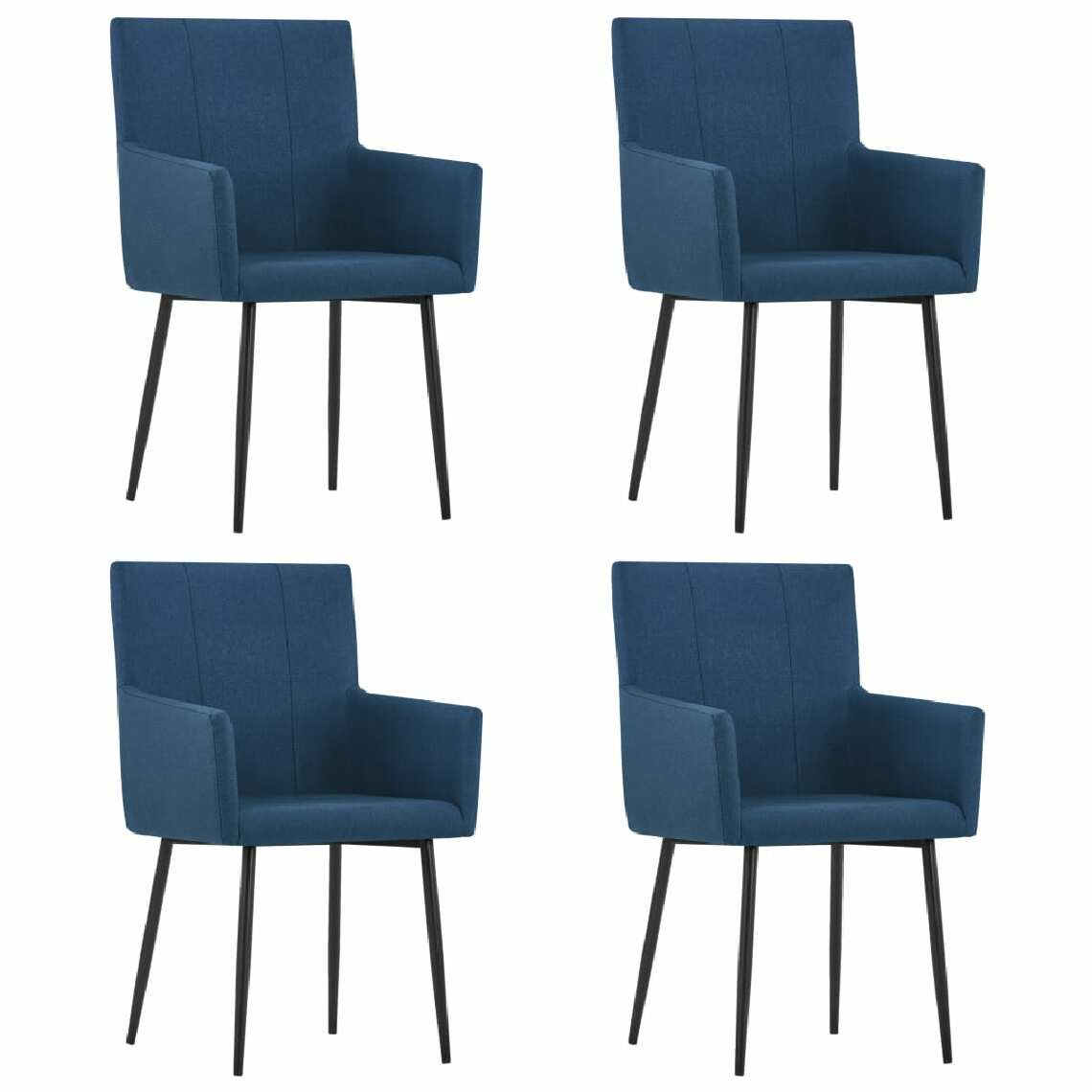 Chunhelife - Chunhelife Chaises de salle à manger avec accoudoirs 4 pcs Bleu Tissu - Chaises