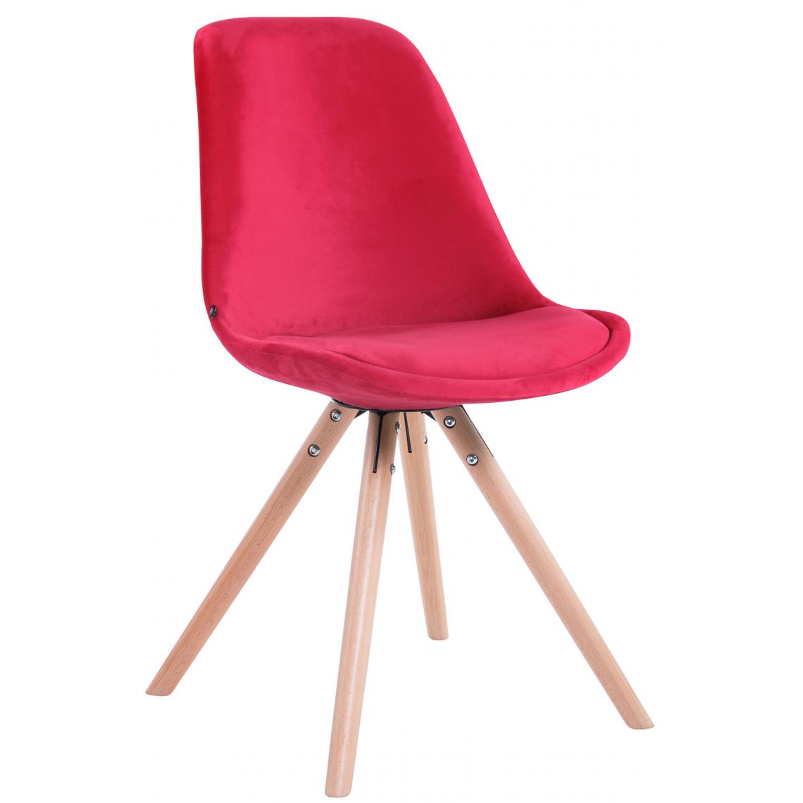 Icaverne - Moderne Chaise visiteur ronde en velours selection Katmandou naturel couleur rouge - Chaises