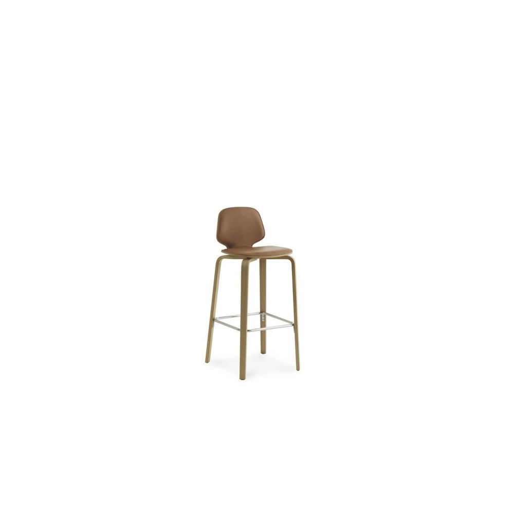 Normann Copenhagen - Tabouret de bar avec rembourrage My Chair - H 75 cm - Chêne - Noir (Cuir) - Chaises