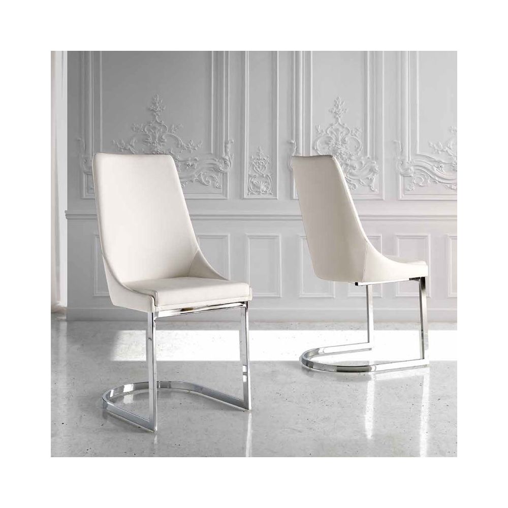 Nouvomeuble - Chaise design blanche et chromé SEOS - Chaises