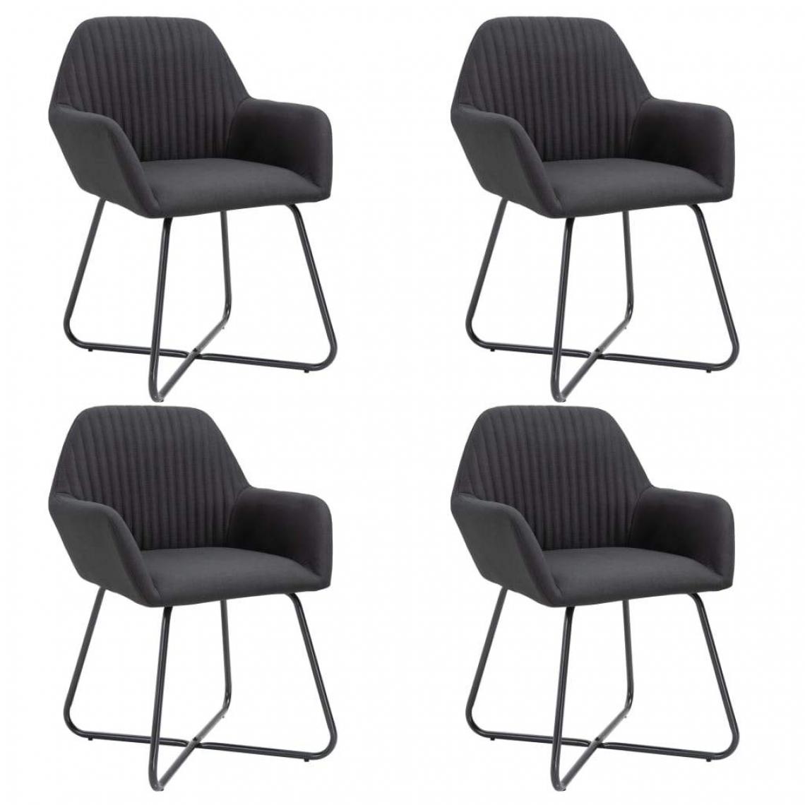 Decoshop26 - Lot de 4 chaises de salle à manger cuisine design moderne tissu noir CDS021841 - Chaises