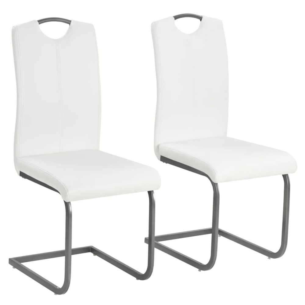 marque generique - Superbe Fauteuils serie Tegucigalpa Chaise de salle à manger 2pcs Cuir artificiel 43x55x100cm Blanc - Chaises