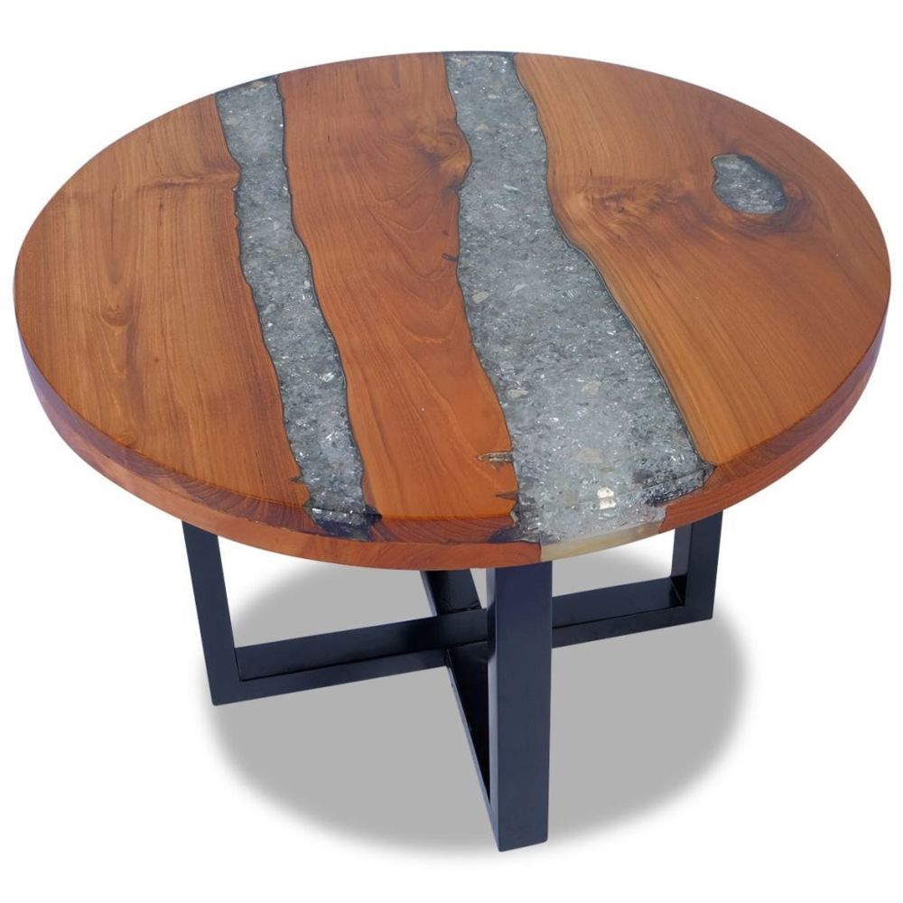 Vidaxl - vidaXL Table basse Teck Résine 60 cm - Tables à manger
