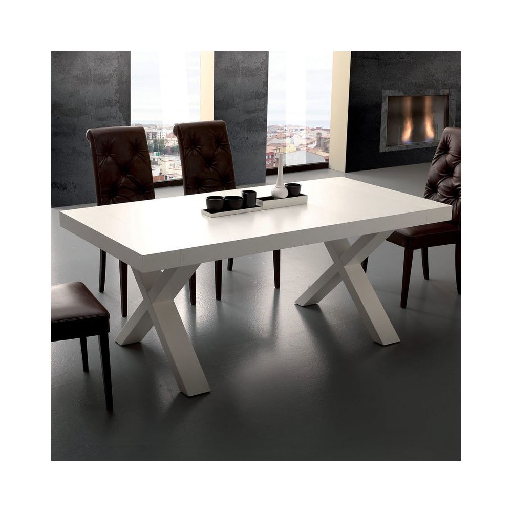 Nouvomeuble - Table à manger extensible design blanc LENA - Tables à manger
