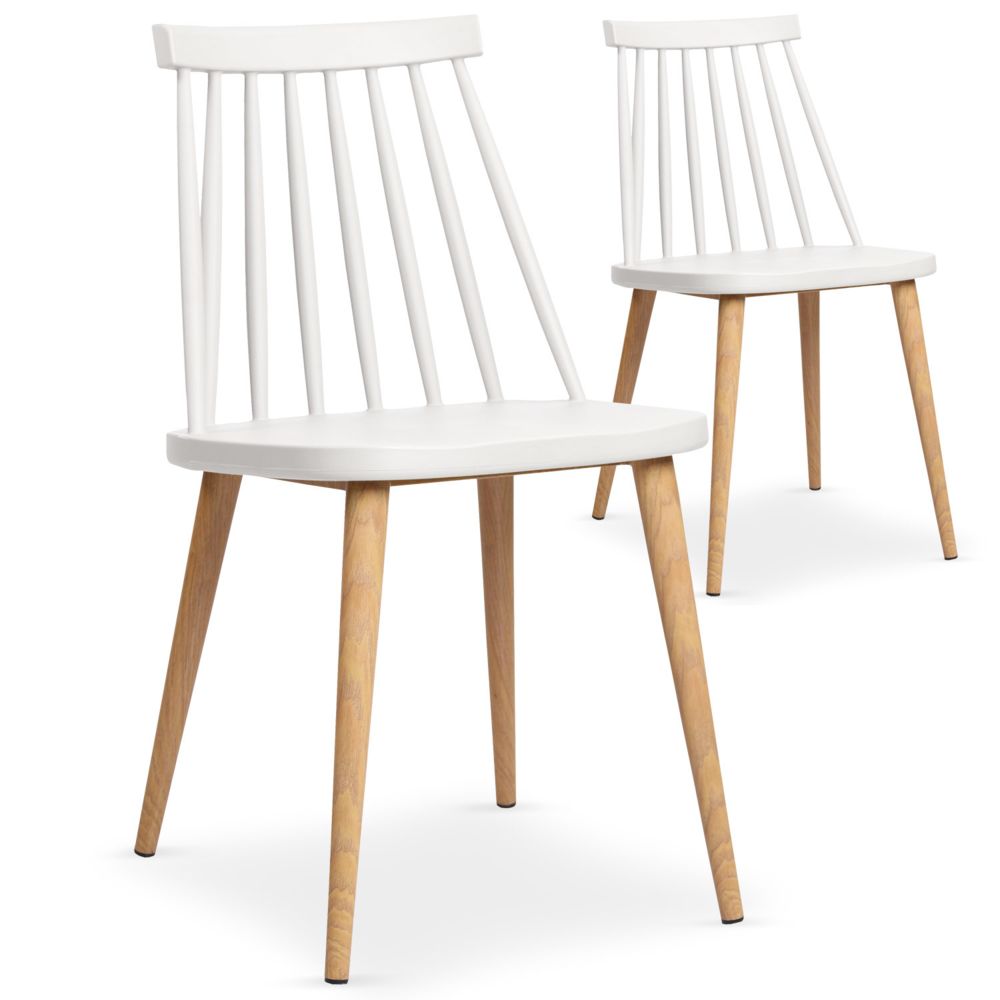 MENZZO - Lot de 2 chaises scandinaves Trouville Blanc - Chaises