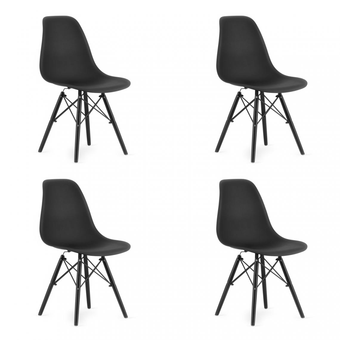 Hucoco - OSATA - Lot de 4 chaises en PP style moderne salon/cuisine - 81x54x46 cm - Chaise de salle à manger - Noir - Chaises