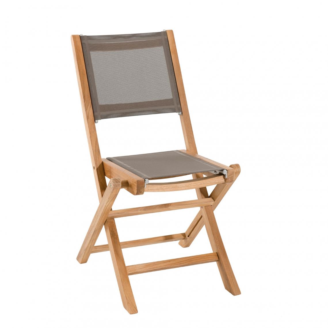 MACABANE - Lot de 2 chaises pliantes en teck massif et textile - Unique - Chaises