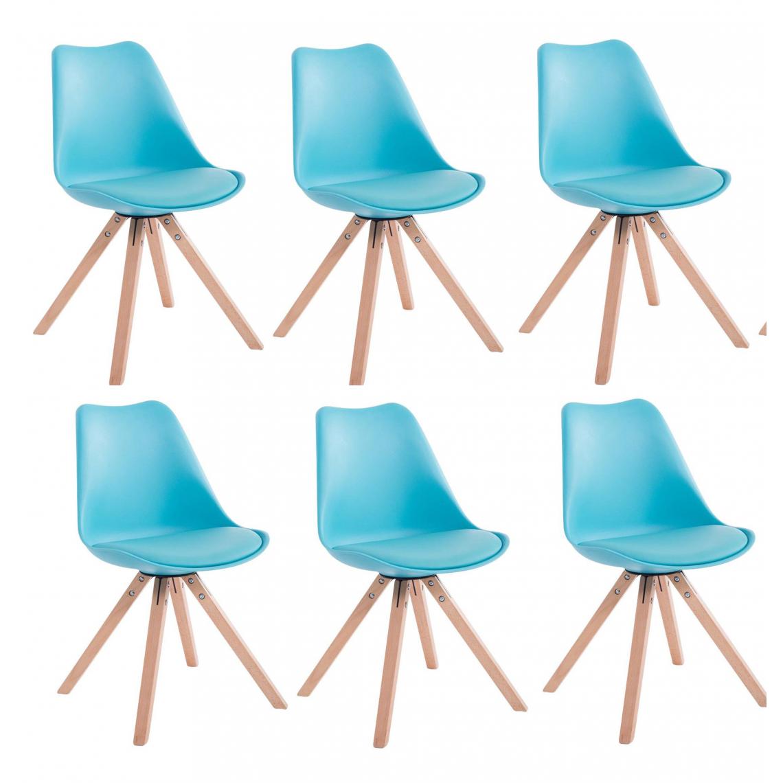 Decoshop26 - Lot de 6 chaises de salle à manger scandinave simili-cuir bleu pieds bois CDS10221 - Chaises