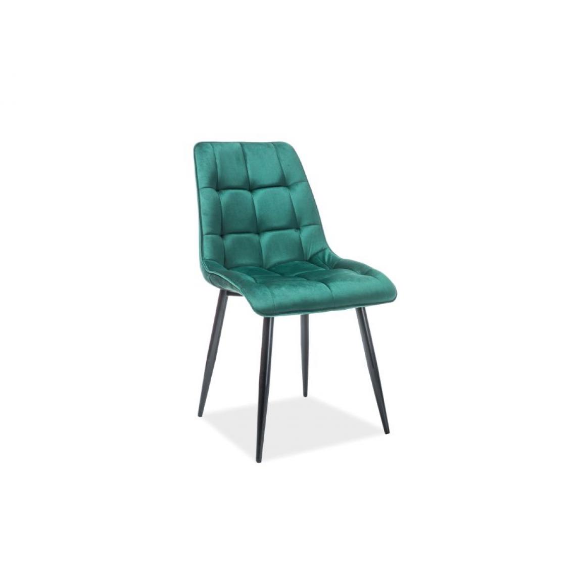 Hucoco - CONE | Chaise moderne matelassé salon bureau | Dimensions 89x51x44cm | Rembourrage en velours | Pieds en métal mats - Vert - Chaises