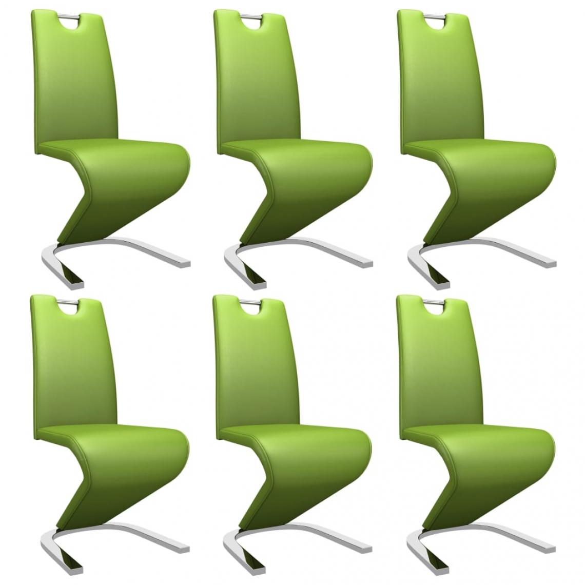 Decoshop26 - Lot de 6 chaises de salle à manger cuisine design contemporain zigzag similicuir vert CDS022948 - Chaises