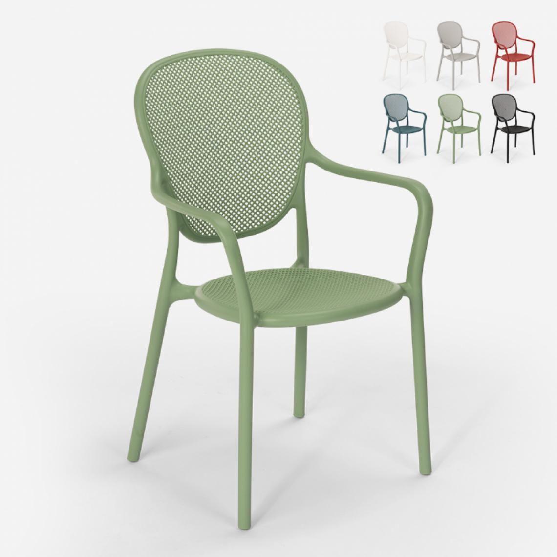 Ahd Amazing Home Design - Chaise design moderne pour restaurant bar cuisine extérieure en polypropylène Clara, Couleur: Vert foncé - Chaises