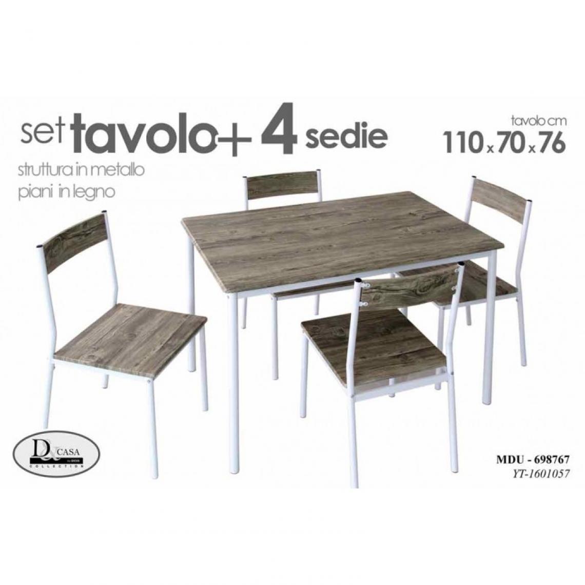 Webmarketpoint - Table avec 4 chaises structure en métal 110x 70x 76 h - Tables à manger