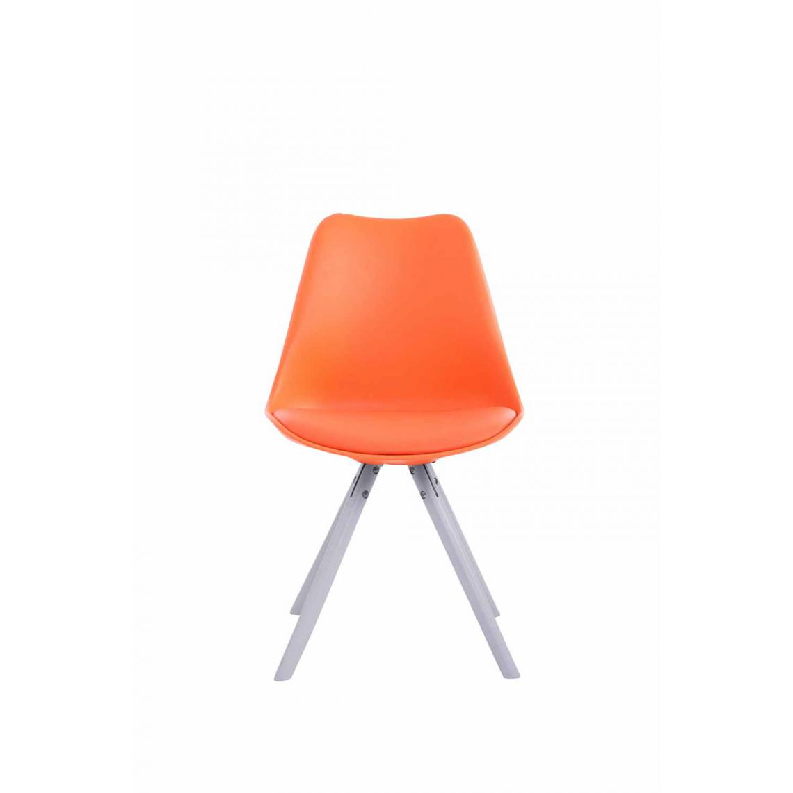 Icaverne - Superbe Chaise visiteur selection Katmandou cuir synthétique rond blanc couleur Orange - Chaises