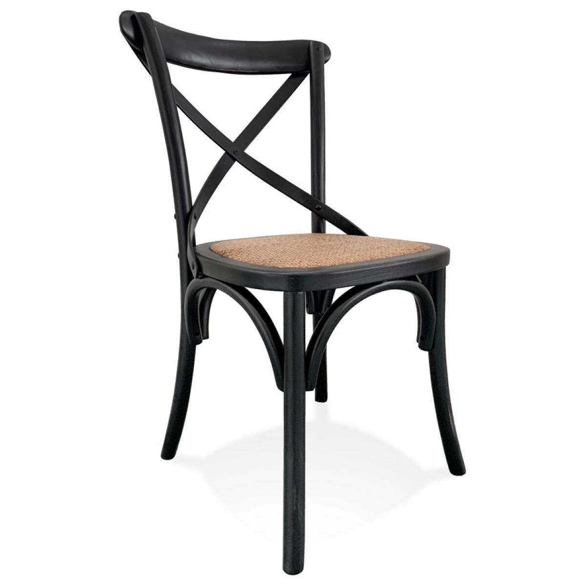 Alterego - Chaise de cuisine rétro 'CHABLY' en bois noir - commande par 2 pièces / prix pour 1 pièce - Chaises
