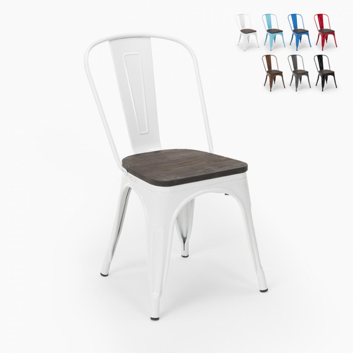 Ahd Amazing Home Design - Chaises industrielles en bois et acier Tolix pour cuisine et bar Steel Wood, Couleur: Blanc - Chaises