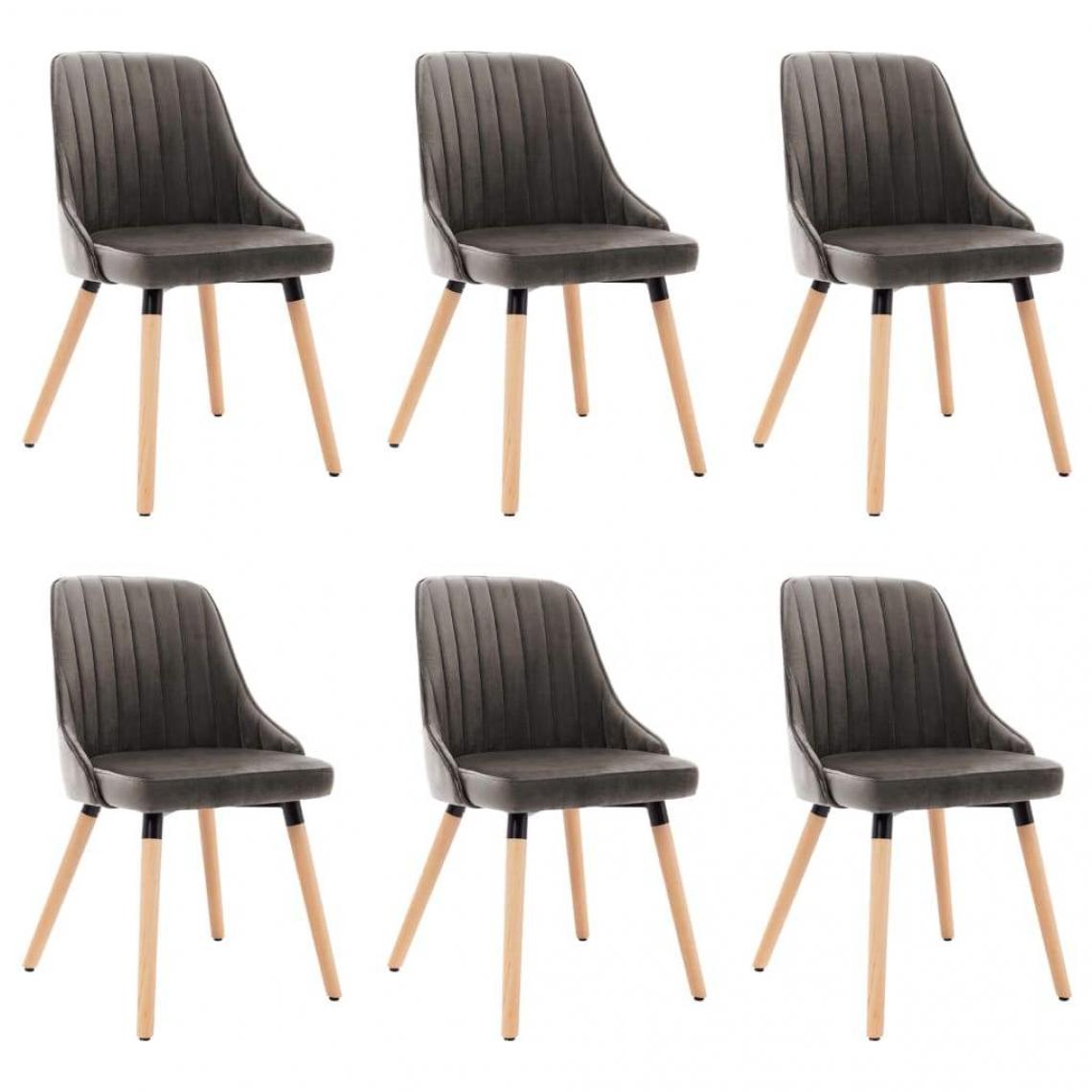 Decoshop26 - Lot de 6 chaises de salle à manger cuisine design moderne velours gris foncé CDS022466 - Chaises
