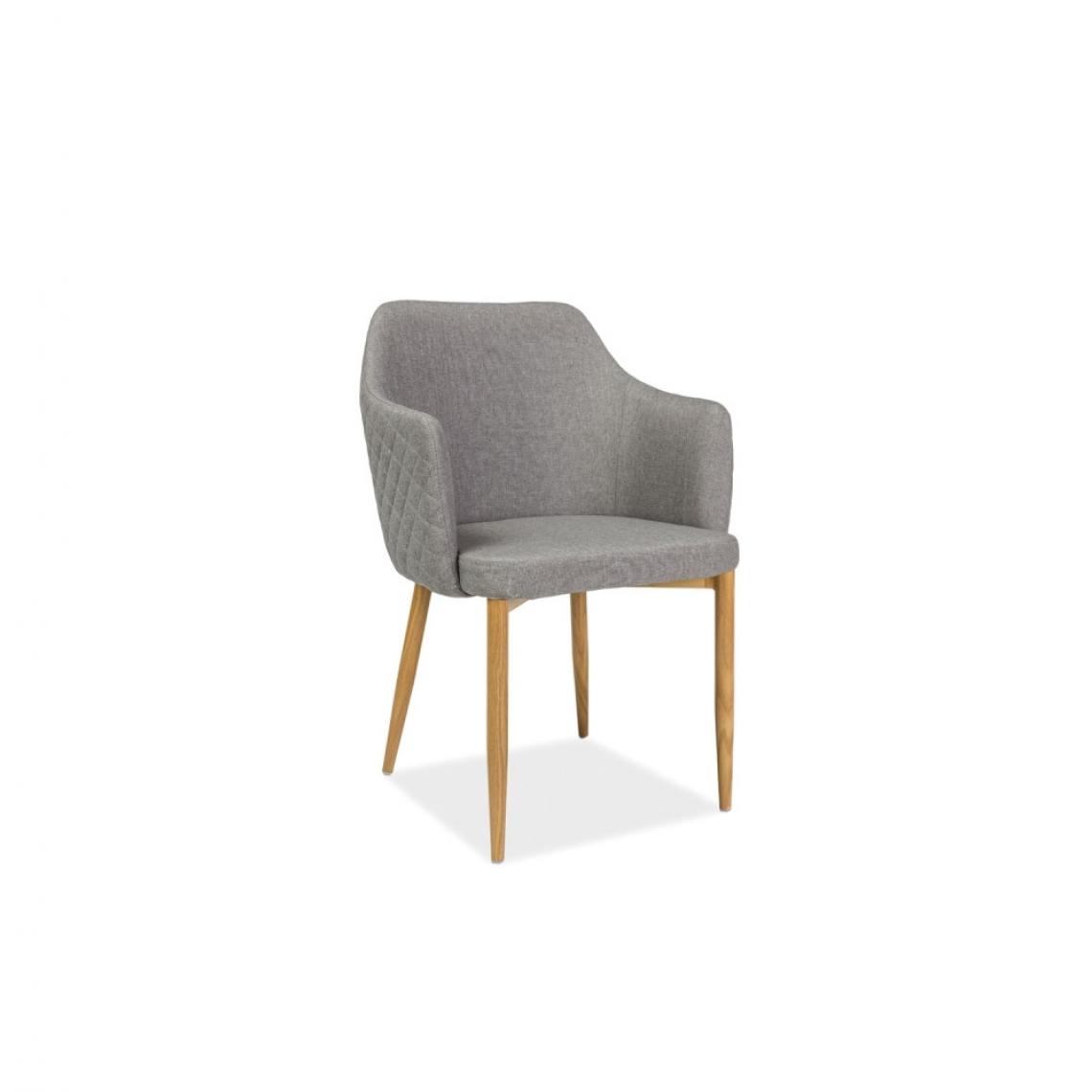 Ac-Deco - Chaise fauteuil en tissu - Astor - 46 x 46 x 84 cm - Gris - Chaises
