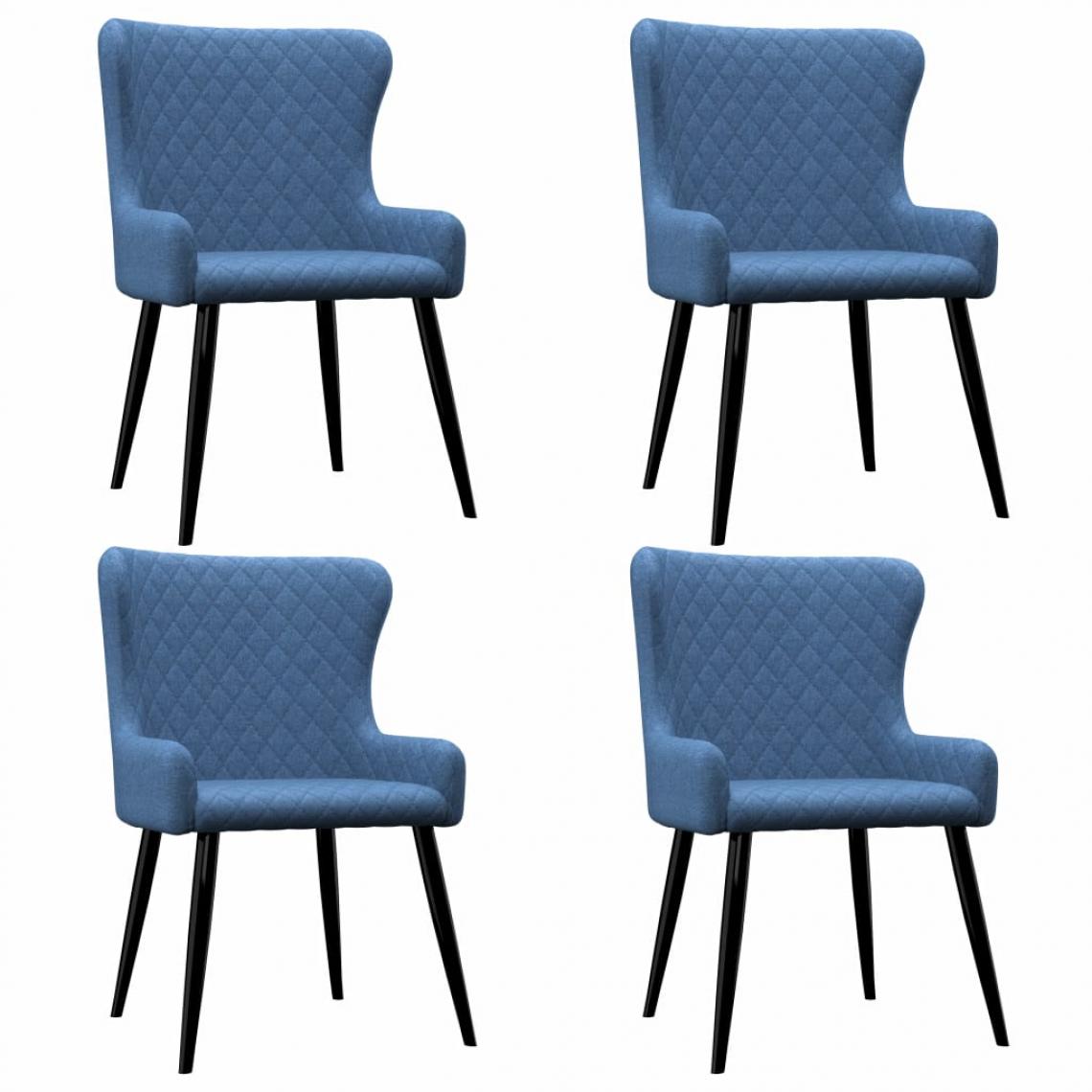 Decoshop26 - Lot de 4 chaises de salle à manger cuisine design moderne tissu bleu CDS021300 - Chaises