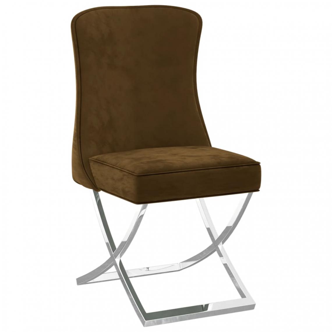 Decoshop26 - Chaise de salle à manger design moderne 53x52x98 cm velours marron et inox CDS020048 - Chaises