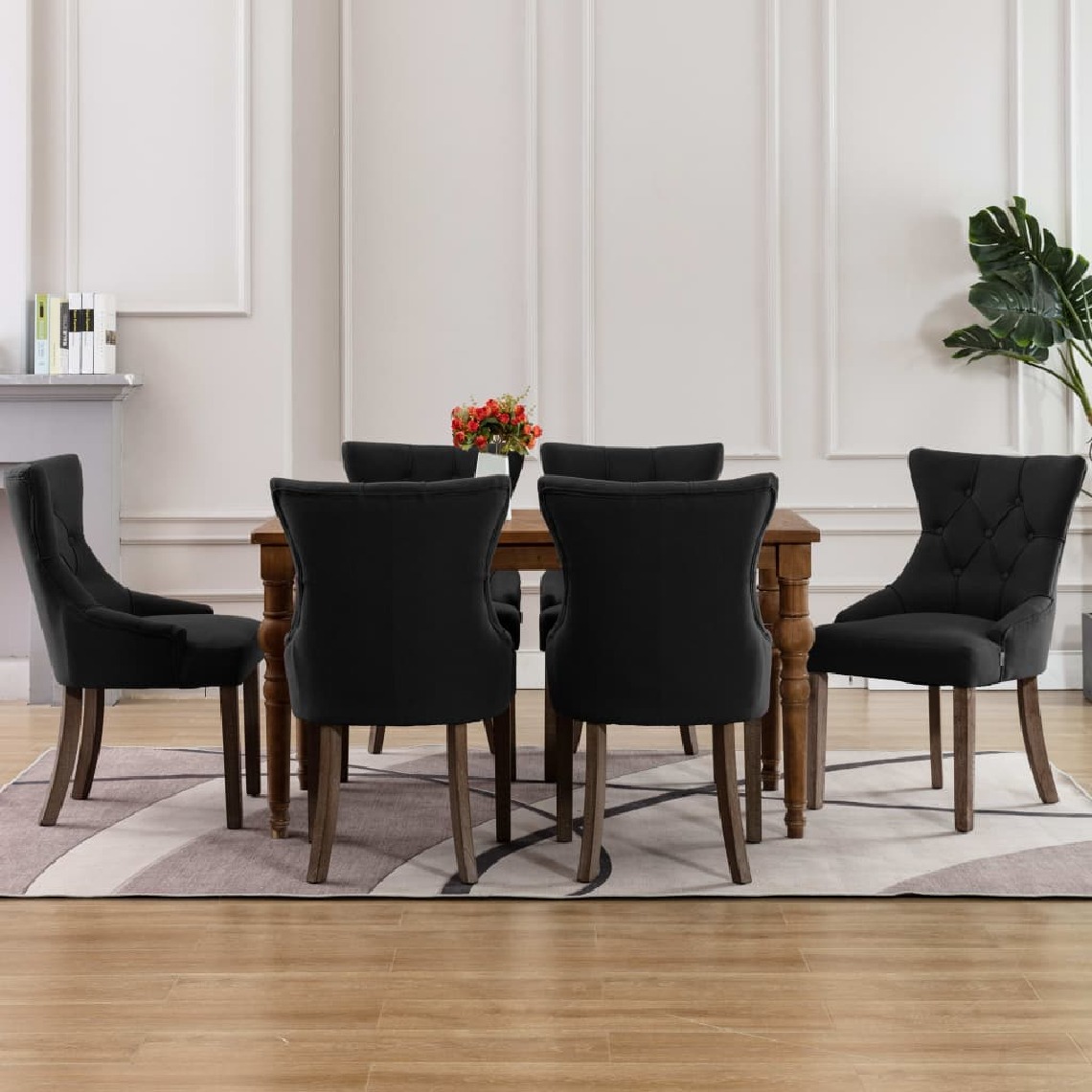 Chunhelife - Chunhelife Chaises de salle à manger 6 pcs Noir Tissu - Chaises
