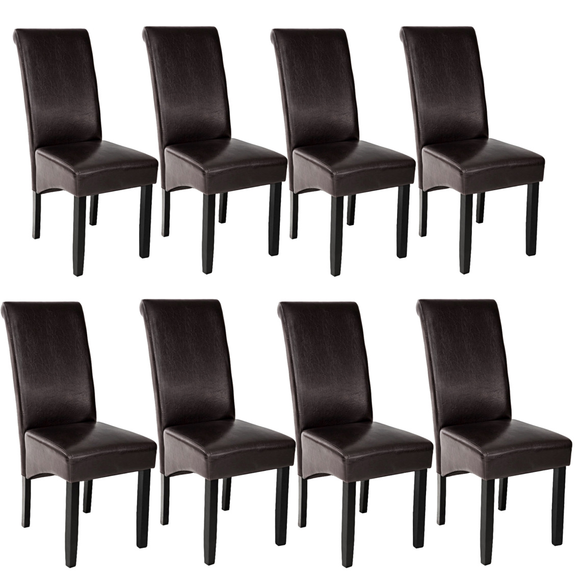 Tectake - Lot de 8 chaises aspect cuir - marron - Chaises