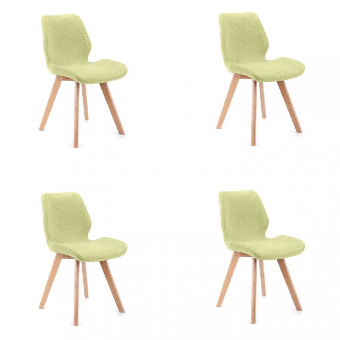 Hucoco - BROLI - Chaise rembourrée 4 pcs style moderne salon/salle à manger - 82.5x40x53 - Pieds en bois - Vert - Chaises