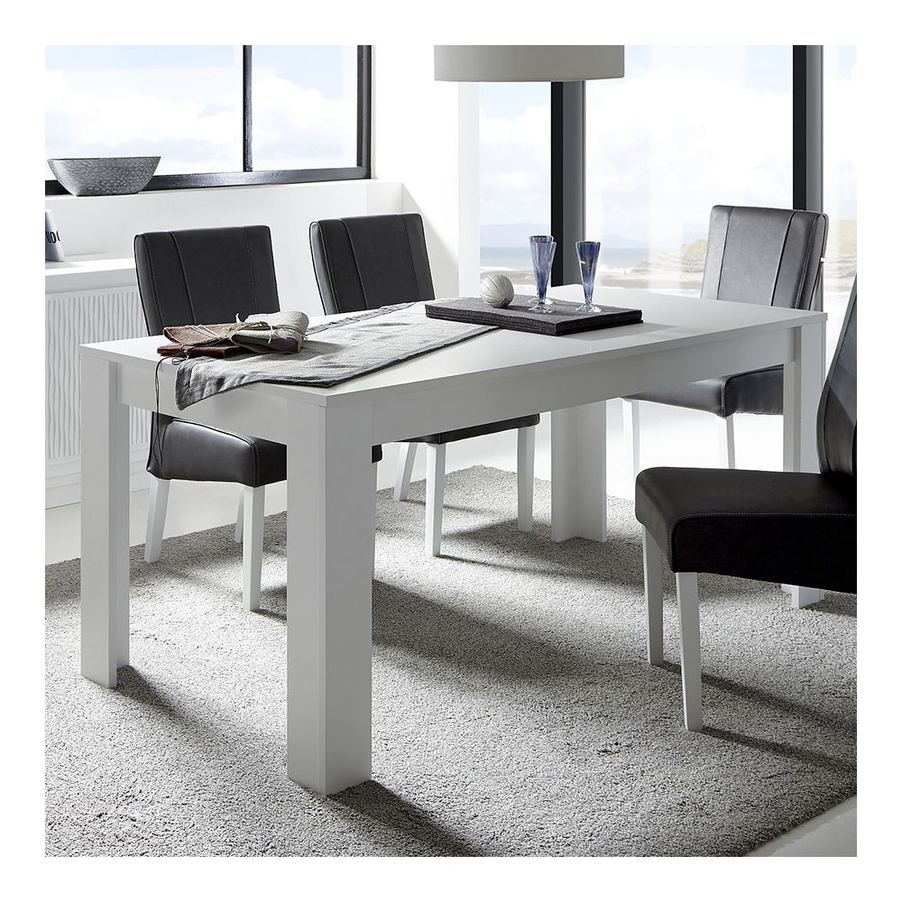 Kasalinea - Table à manger blanc laqué mat design TANGUY - L 180 cm - Sans rallonge - Tables à manger
