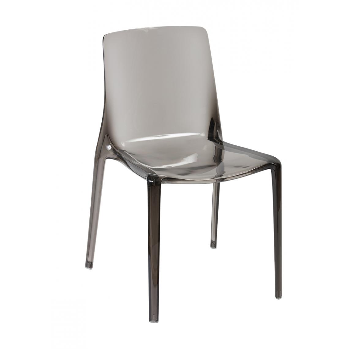 Pegane - Lot de 4 chaises en polycarbonate coloris gris foncé - Longueur 47 x Largeur 51 x hauteur 82 x hauteur assise 46 cm - Chaises