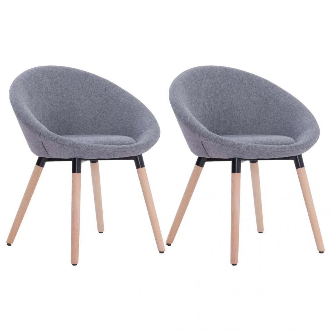 Decoshop26 - Lot de 2 chaises de salle à manger cuisine design contemporain tissu gris clair CDS020477 - Chaises