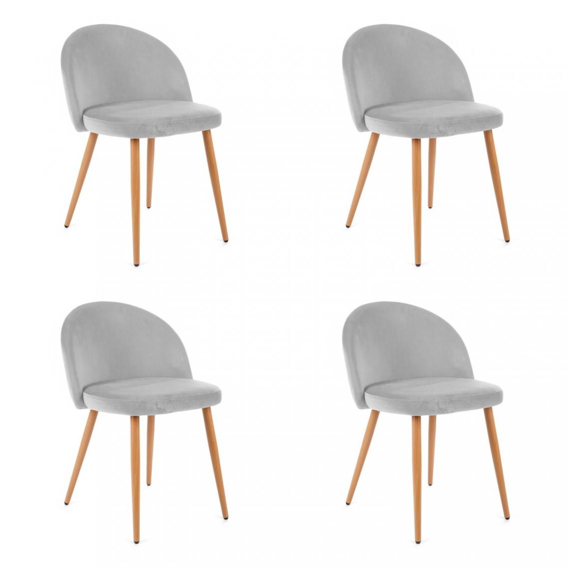 Hucoco - KARLI - Chaise rembourrée 4 pcs style moderne salon/salle à manger - 76x53x43 - Pieds en métal - Gris - Chaises