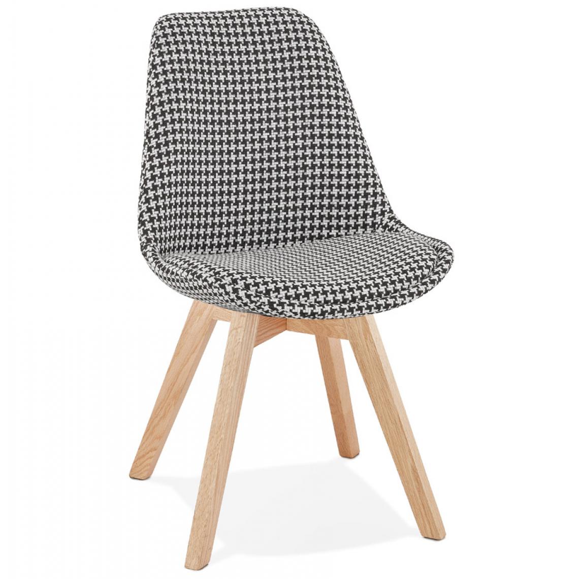 Alterego - Chaise en tissu pied de poule 'JOE' avec structure en bois naturel - Chaises
